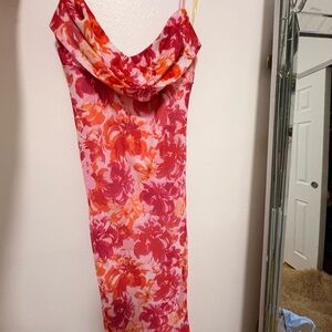 Floral Pink and Red Women's Dress